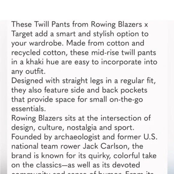 NEW Rowing Blazers x Target Men's Twill Pants 42x32 - Picture 8 of 12